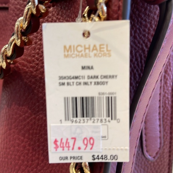 Michael Kors Women's Mina Small Belted Chain Crossbody Shoulder Dark Cherry 
NWT - Picture 11 of 16